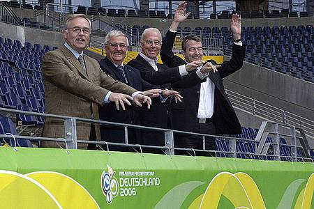 Das Präsidium des WM-2006-OK im Jahr 2005: Horst R. Schmidt, Theo Zwanziger, Franz Beckenbauer und Wolfgang Niersbach (l-r).