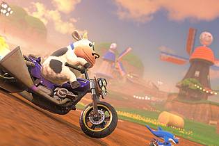 Nintendo/dpa-tmn | Früher Fan-Favorit: Die rasende Kuh in «Mario Kart World».